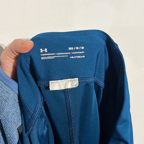 Under Armour Heatgear Compression Teal Orange Mesh Cropped Leggings Size Medium - Picture 7 of 8